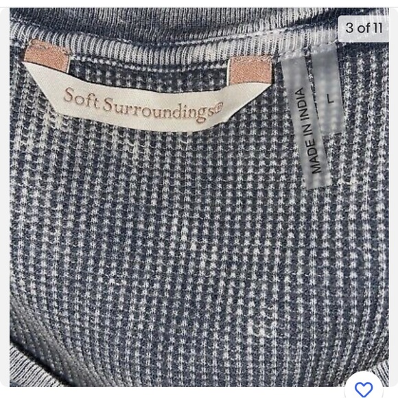 Soft Surroundings Sutton Gray Thermal Waffle Tunic Top Crochet Lace Trim Medium - Picture 5 of 6